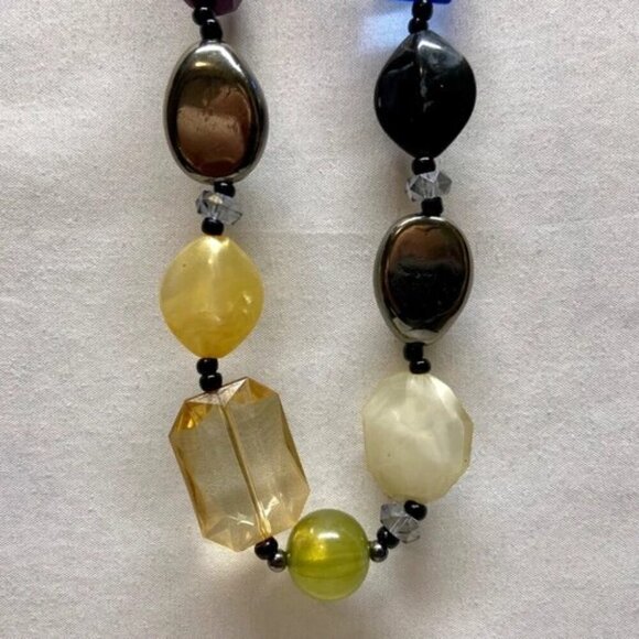 MKM Designs Fashion Necklace Faceted Plastic Beaded Multicolor 34" Boho NWT - Picture 6 of 15